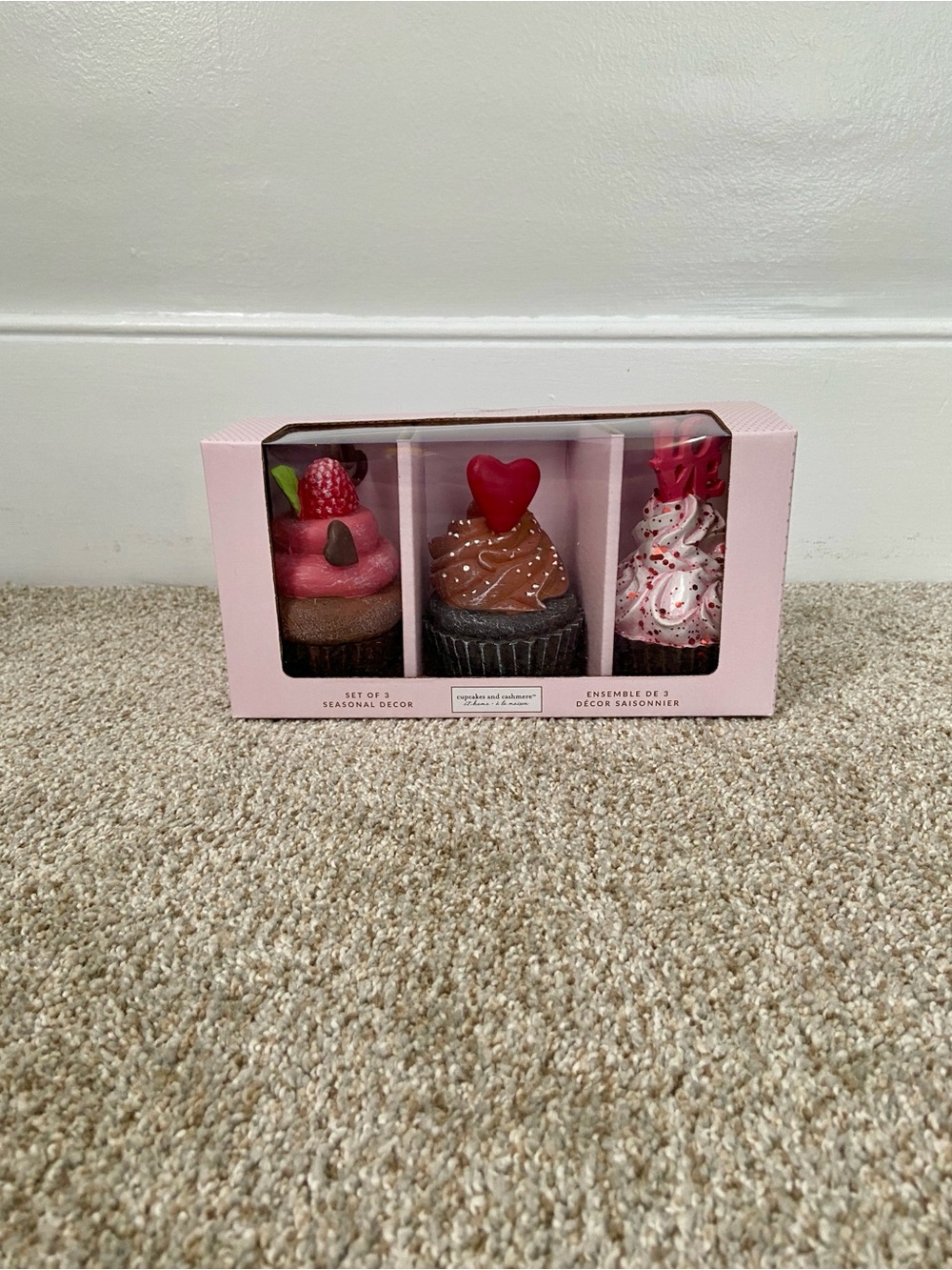 NWT Cupcakes and Cashmere Chocolate Faux Cupcakes Set of 3 Valentines Day